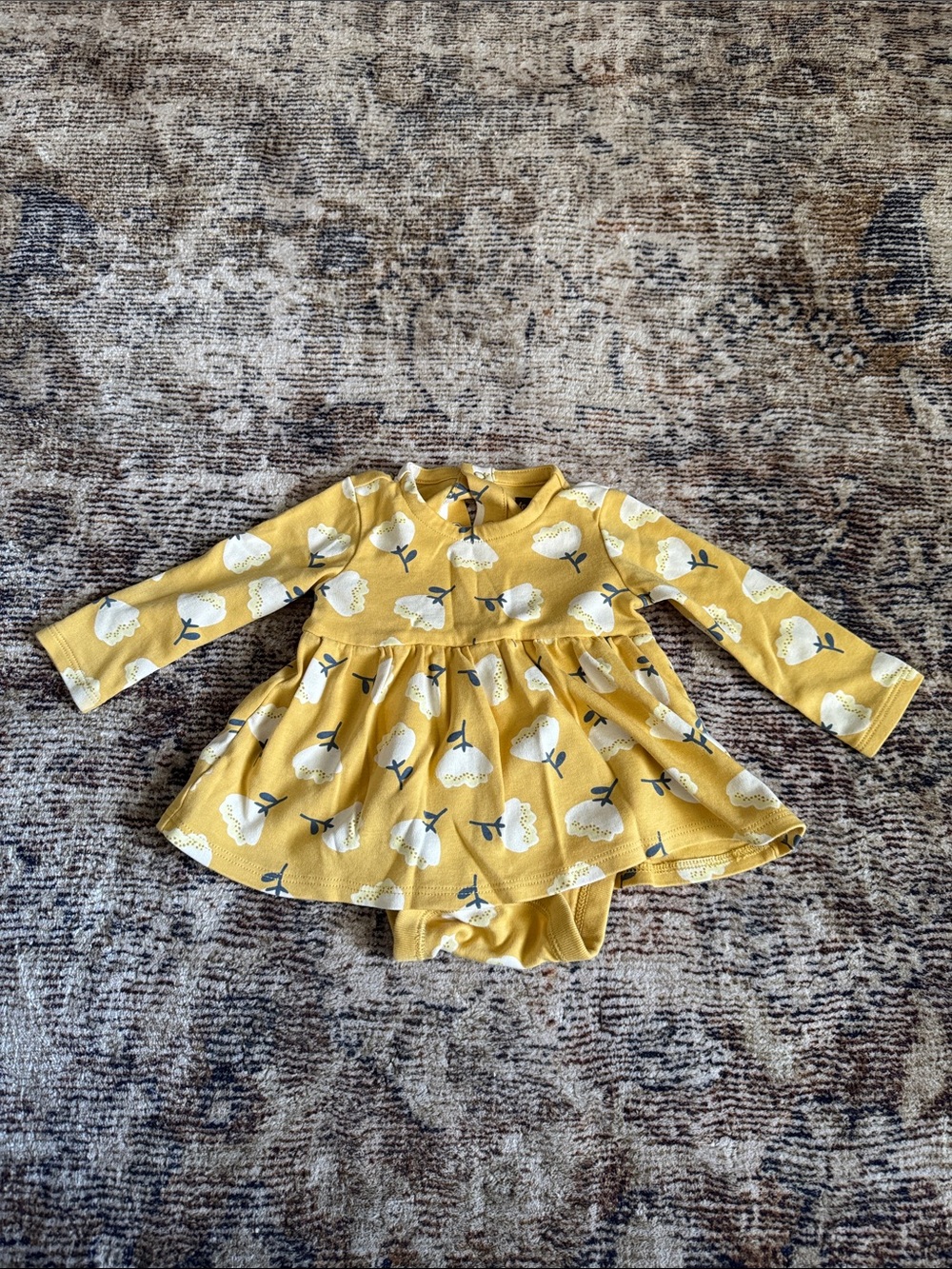 Tea Collection Mustard Yellow Floral Long-Sleeve Dress
